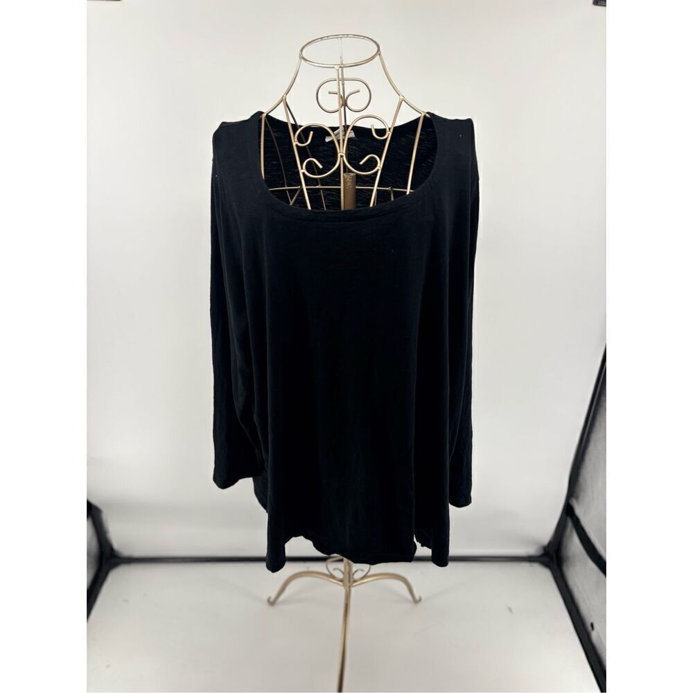 J Jill Black Long Sleeve T Shirt 2X Cotton Tencel Modal Blend